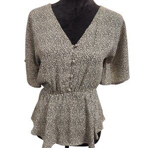 Sienna Sky Black and White Peplum Blouse Size XS